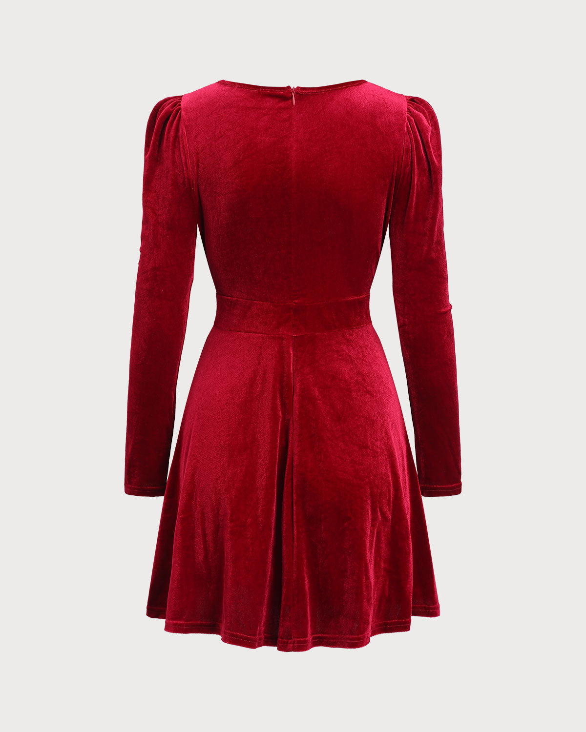 Şarap Kırmızı Velur A-Line Mini Elbise