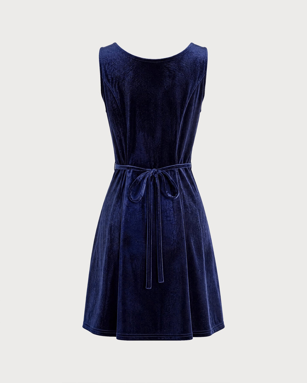 Lacivert Bot Neck Kolsuz Velur Mini Elbise