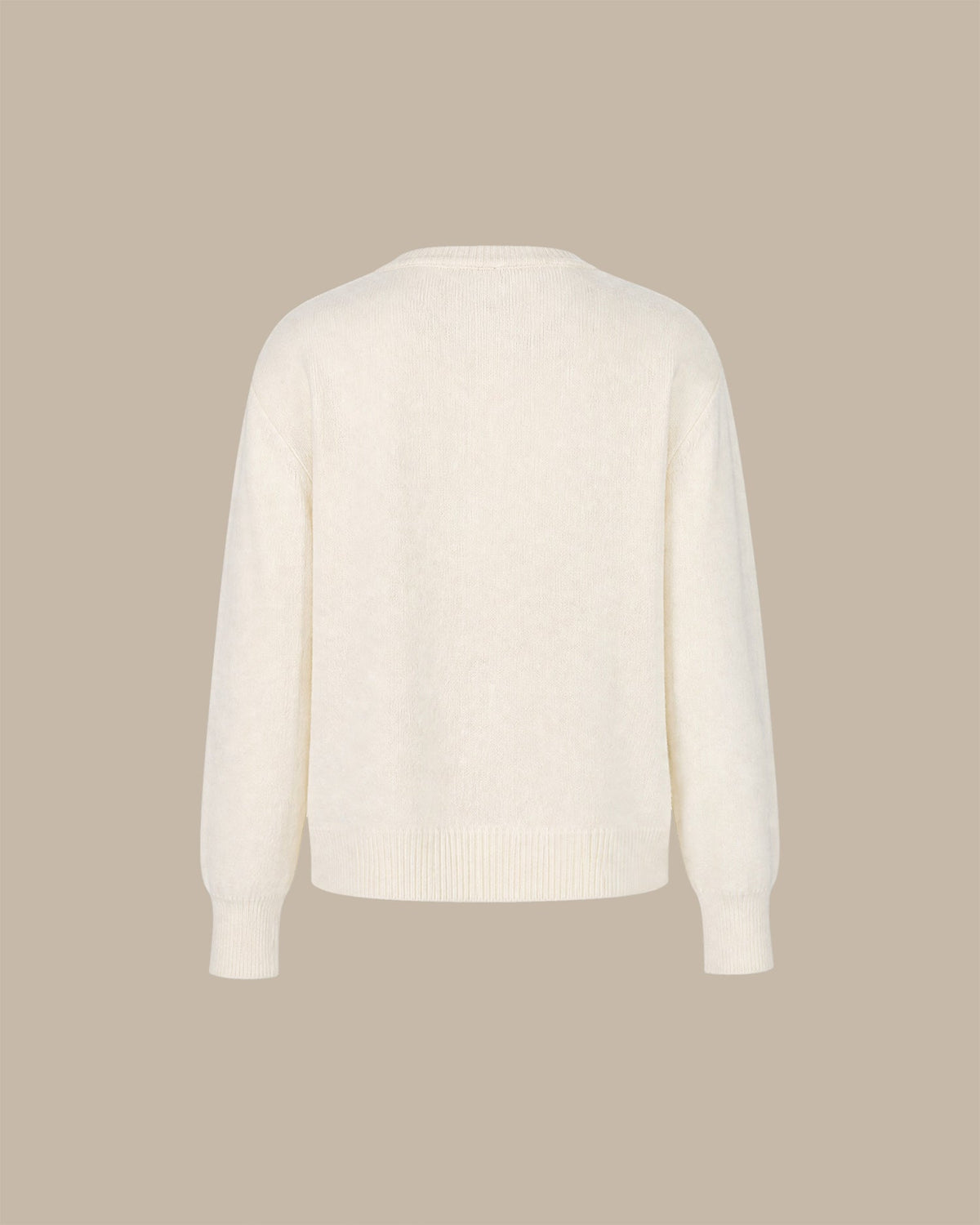 Off White Yuvarlak Yaka Düğmeli Triko Hırka