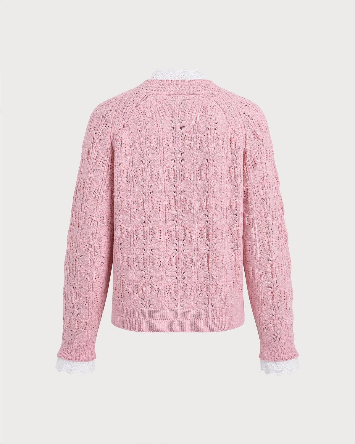 Pembe Volanlı Kesik Düğmeli Triko Hırka