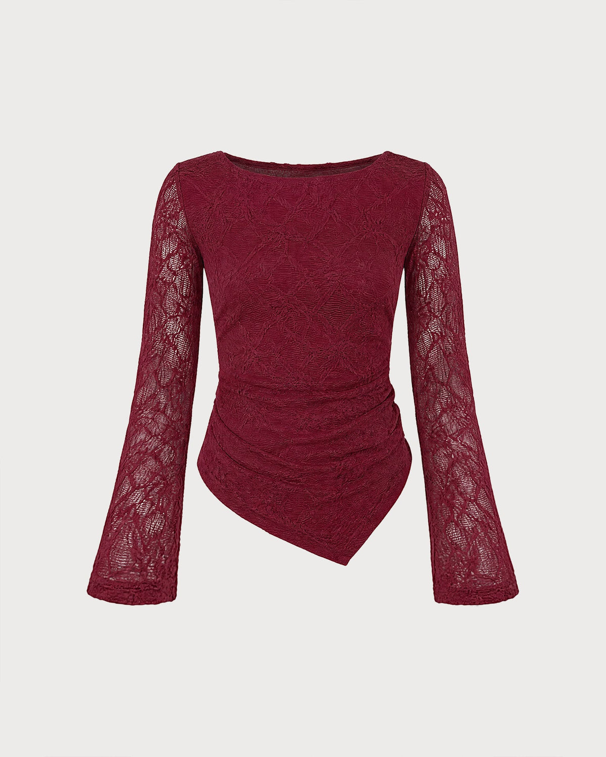 Şarap Kırmızı Bot Yaka Dokulu Triko Tişört