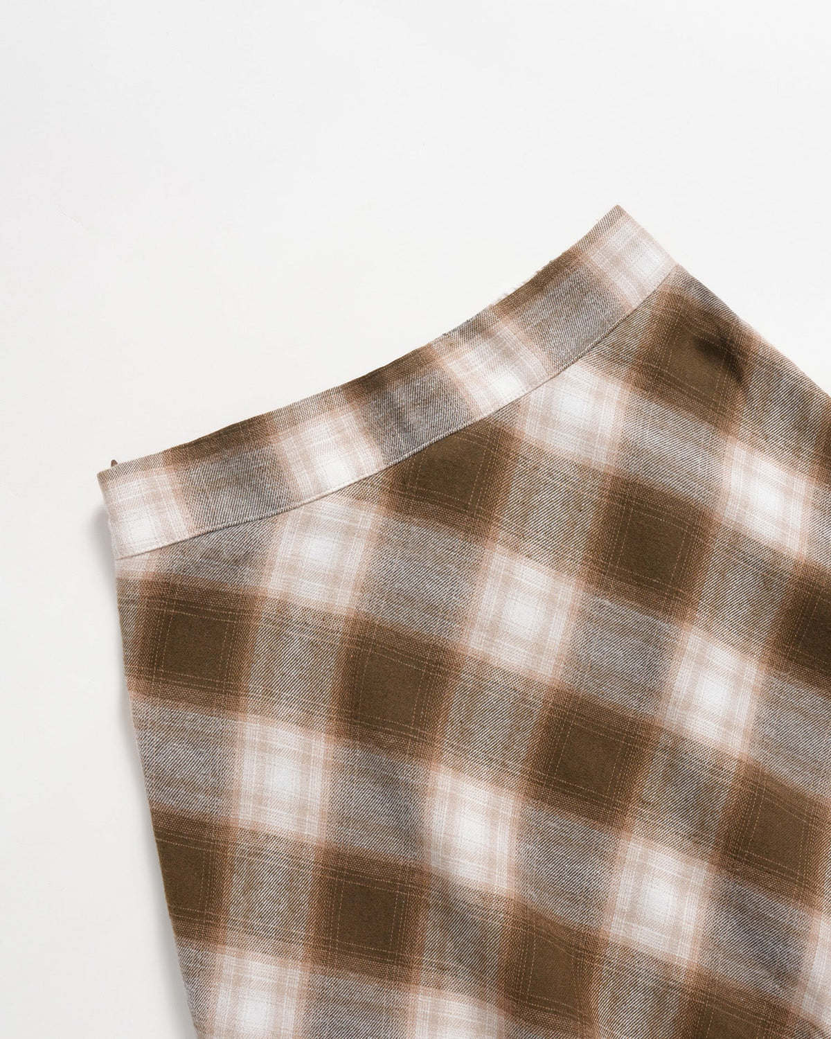 Kahverengi Lastikli Bel Plaid Midi Etek