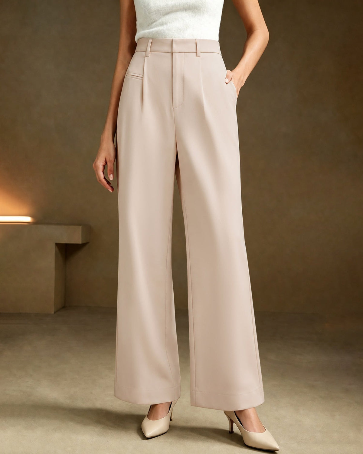 Kayısı Düğmeli Cep Straight Pantolon