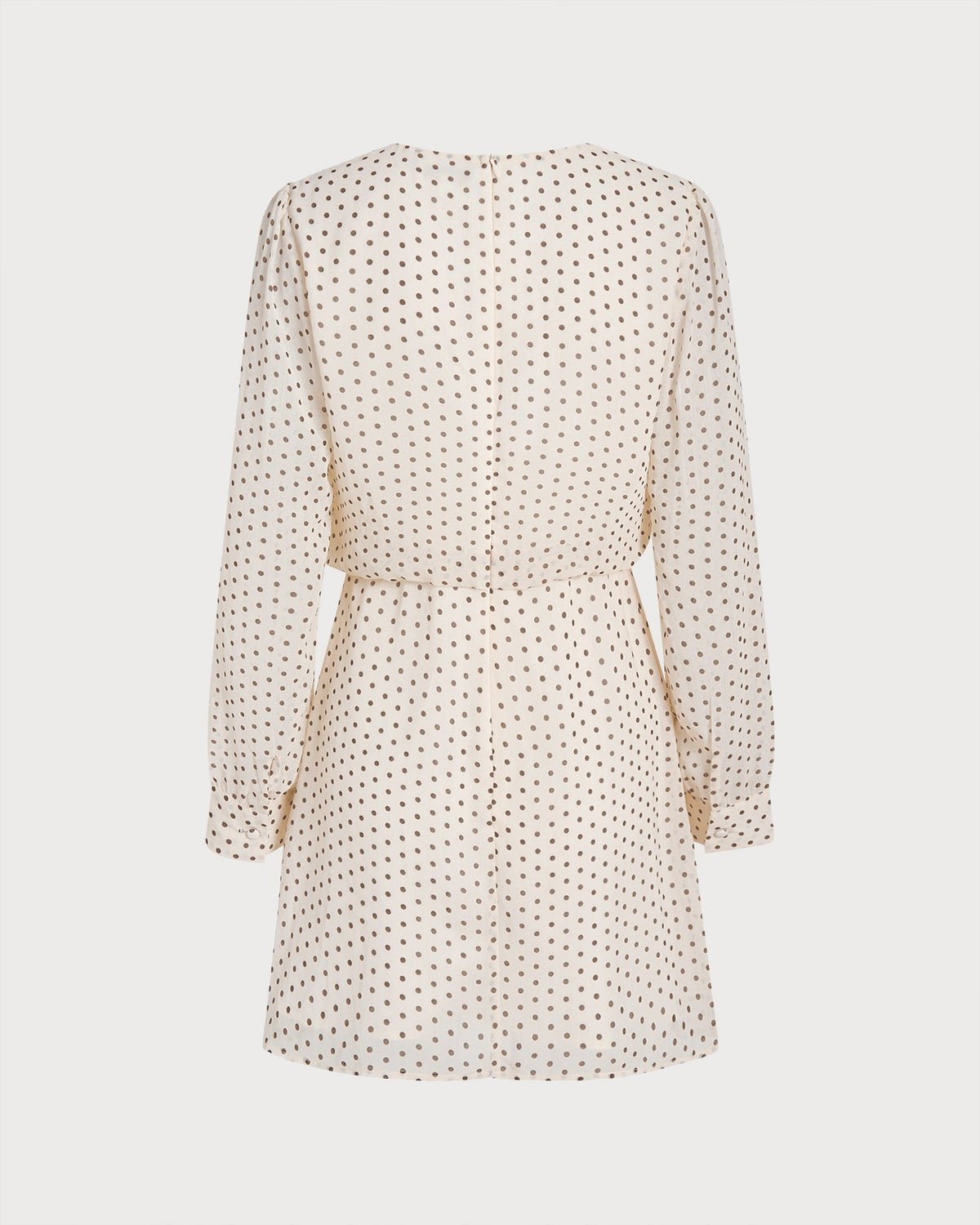 Kayısı V Yaka Puantiye Chiffon Mini Elbise