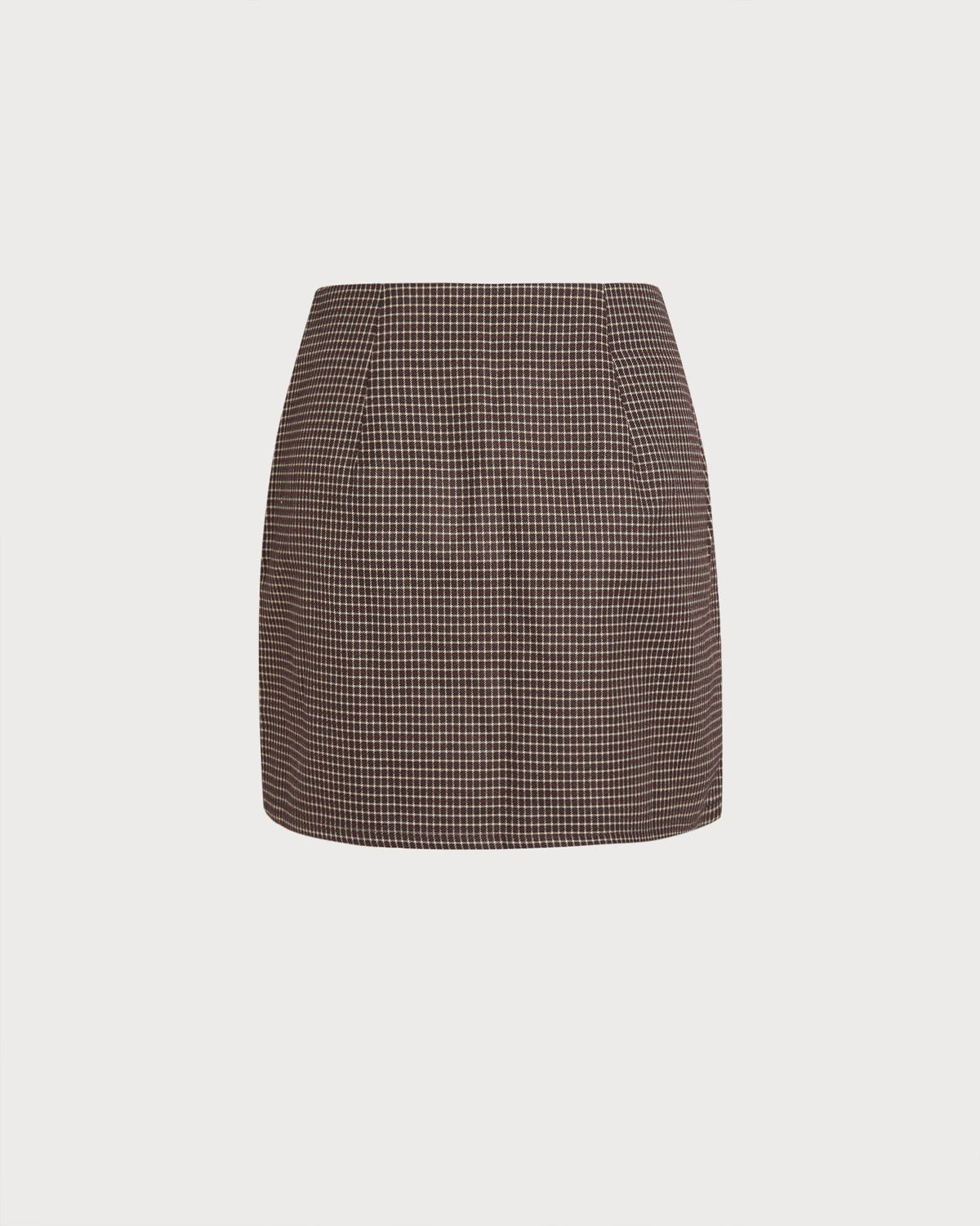 Kahverengi Kareli A-Line Mini Etek