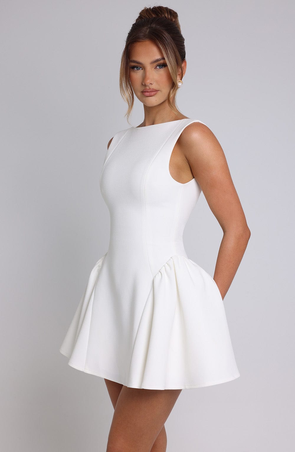 Yalina Mini Ekru Elbise