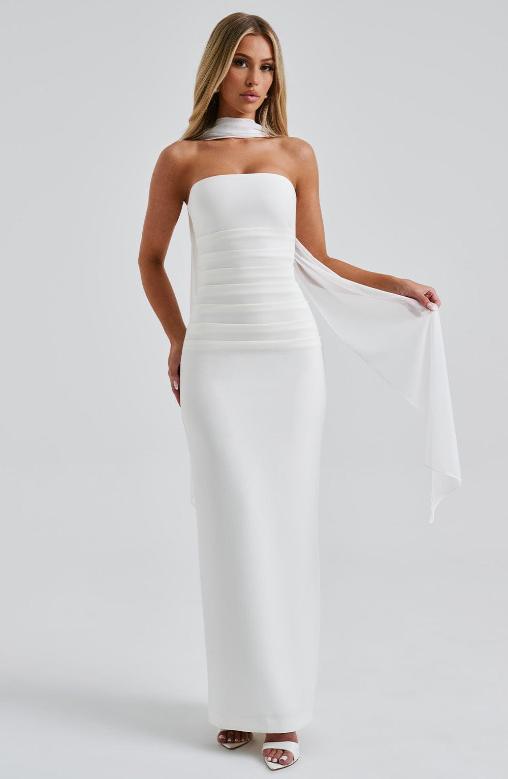 Yulia Maxi Ekru Elbise