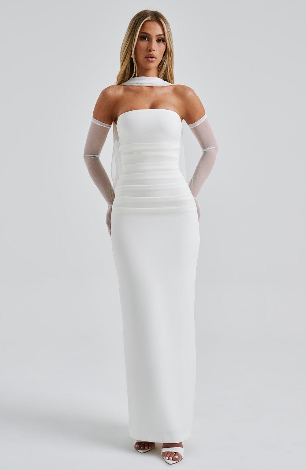 Yulia Maxi Ekru Elbise