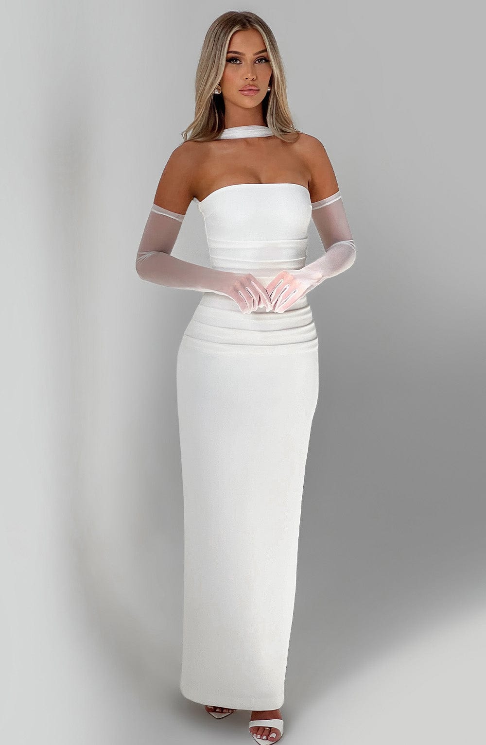 Yulia Maxi Ekru Elbise
