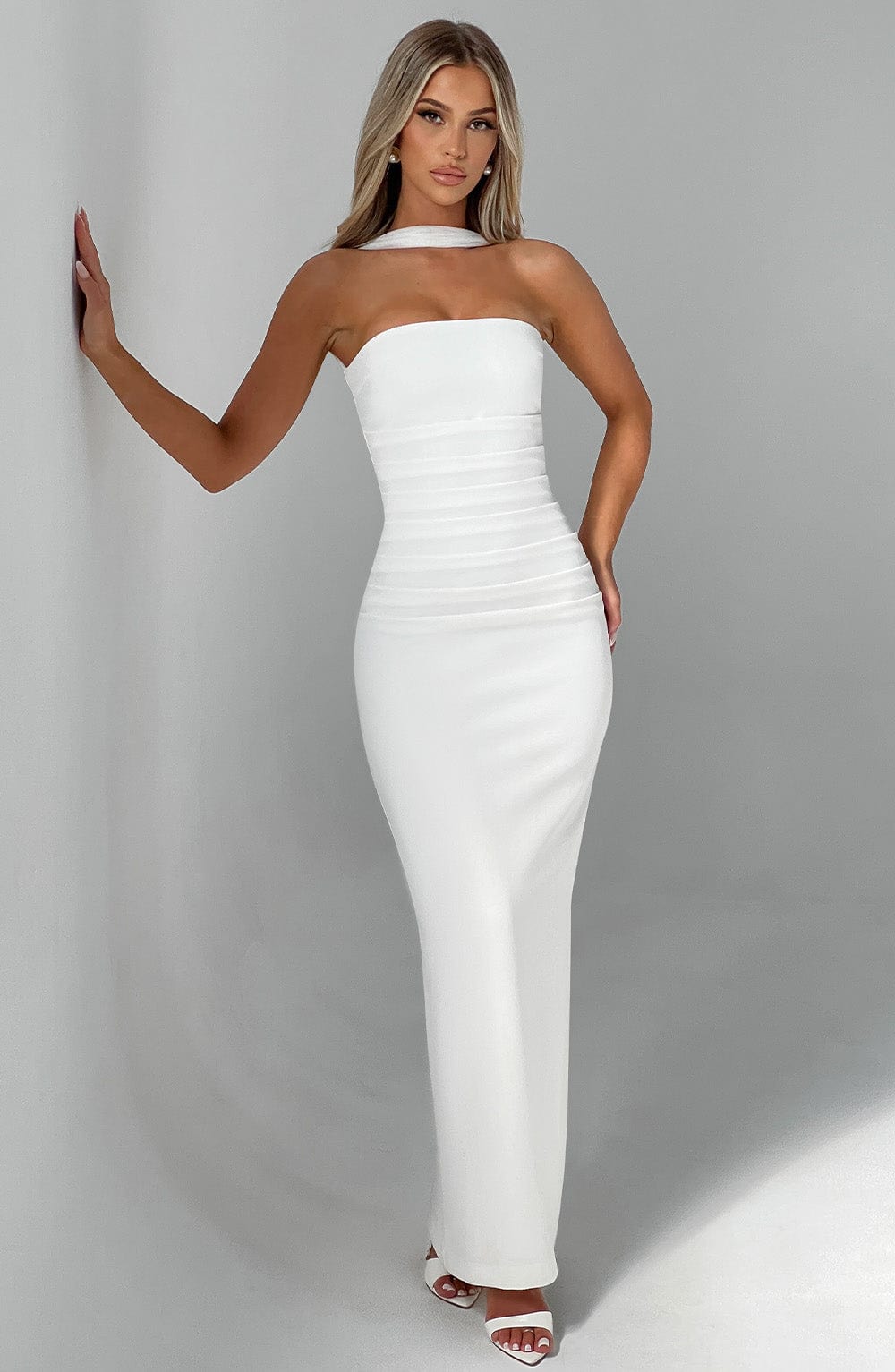 Yulia Maxi Ekru Elbise